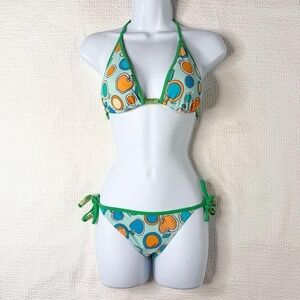 vintage Guess circle graphic bikini set